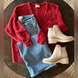 Old Navy | Red Eyelash Sweater